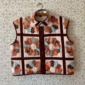 Handmade Patchwork Quilted Vest with Snap Closure